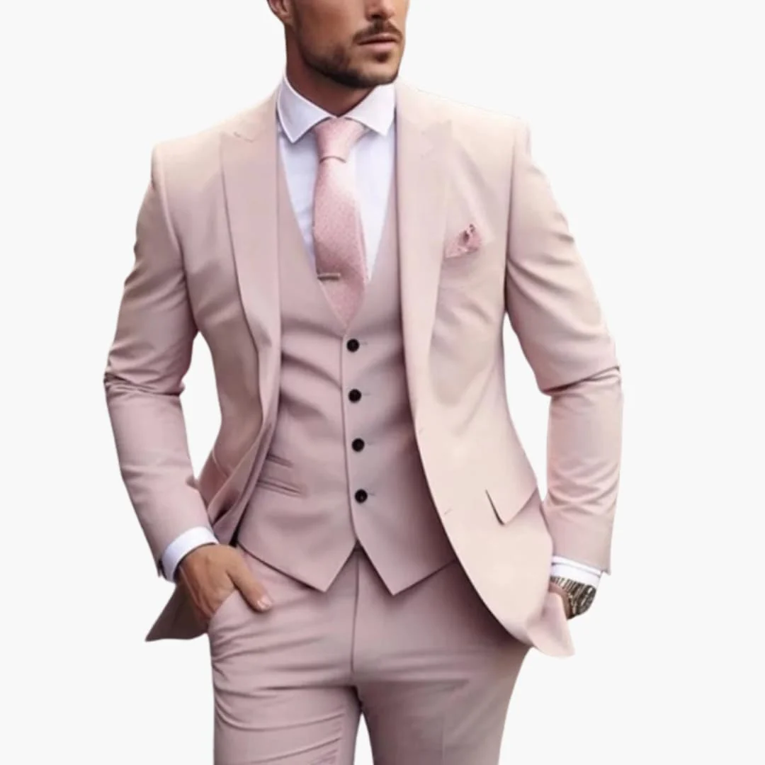 Dreiteiliger Herrenanzug mit maßgeschneidertem Blazer mit langen Ärmeln - Image 6