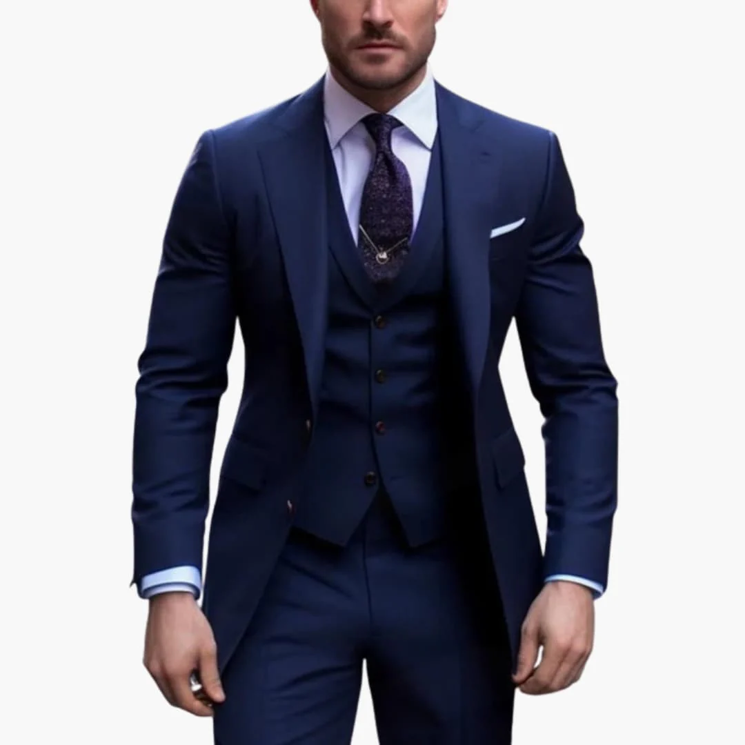 Dreiteiliger Herrenanzug mit maßgeschneidertem Blazer mit langen Ärmeln - Image 7