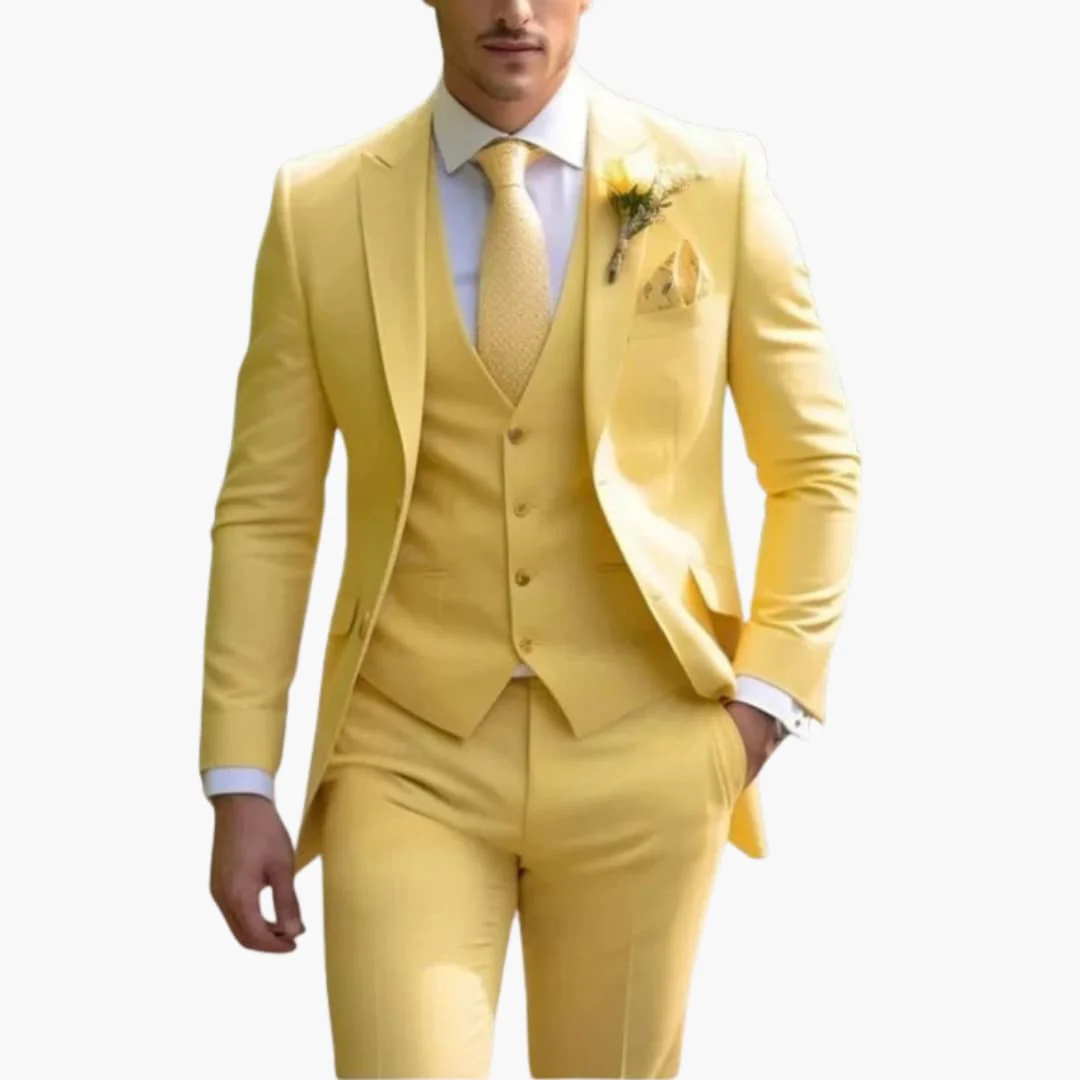 Dreiteiliger Herrenanzug mit maßgeschneidertem Blazer mit langen Ärmeln - Image 8