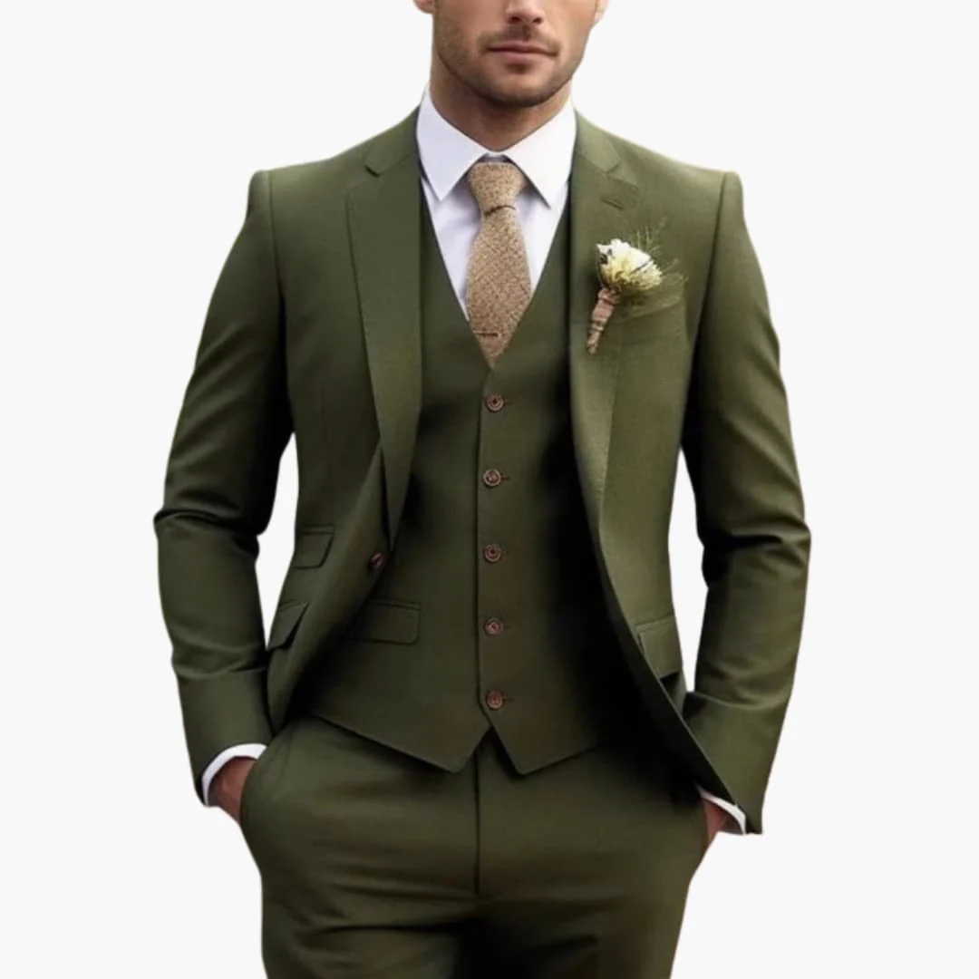 Dreiteiliger Herrenanzug mit maßgeschneidertem Blazer mit langen Ärmeln - Image 9