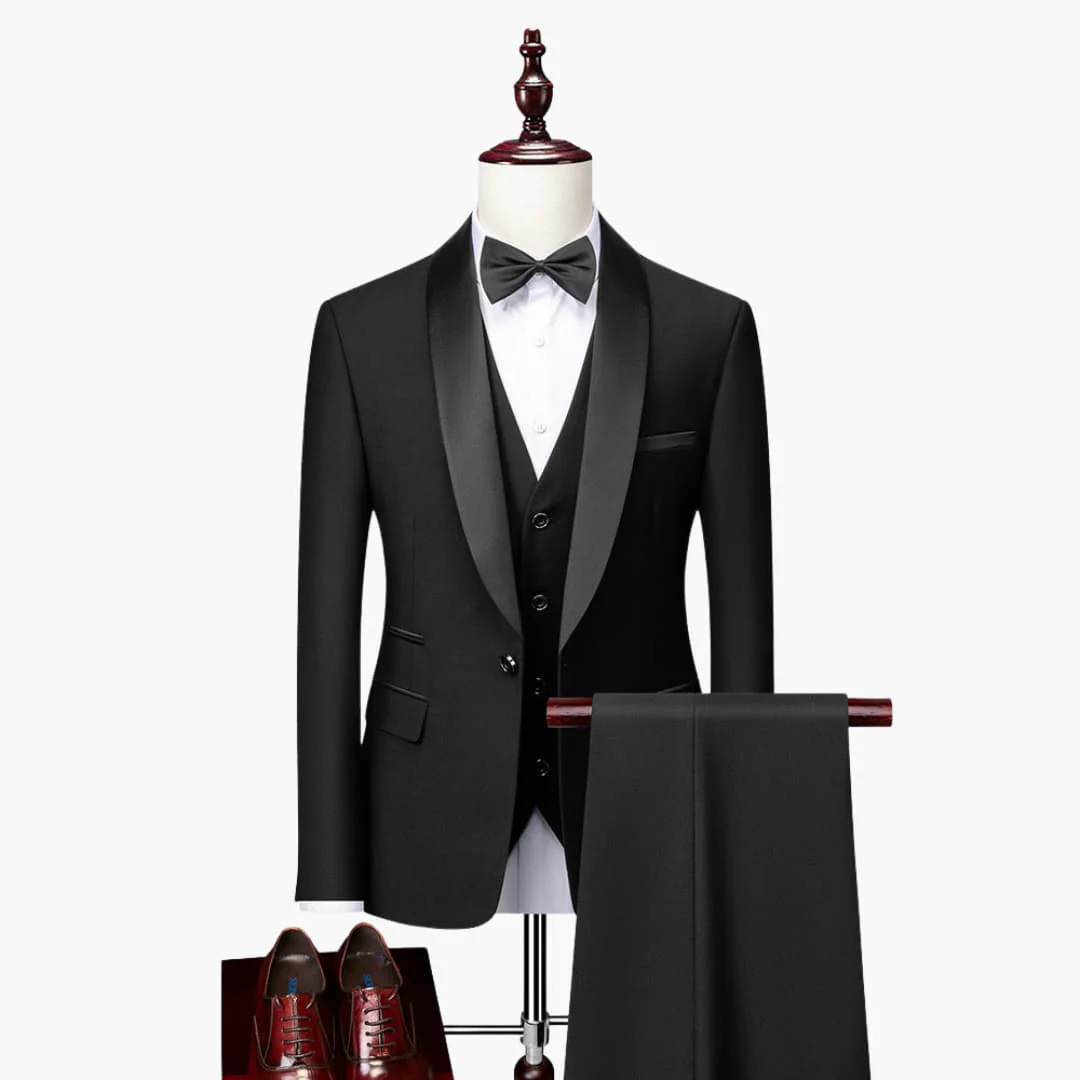 Dreiteiliger Slim-Fit-Anzug für Herren mit Sakko mit fallendem Revers - Image 5