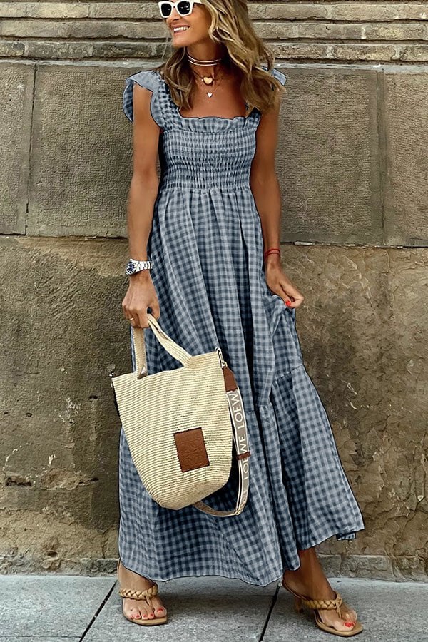Dwaze – Charmantes Maxikleid mit Gingham-Smoking - Image 2