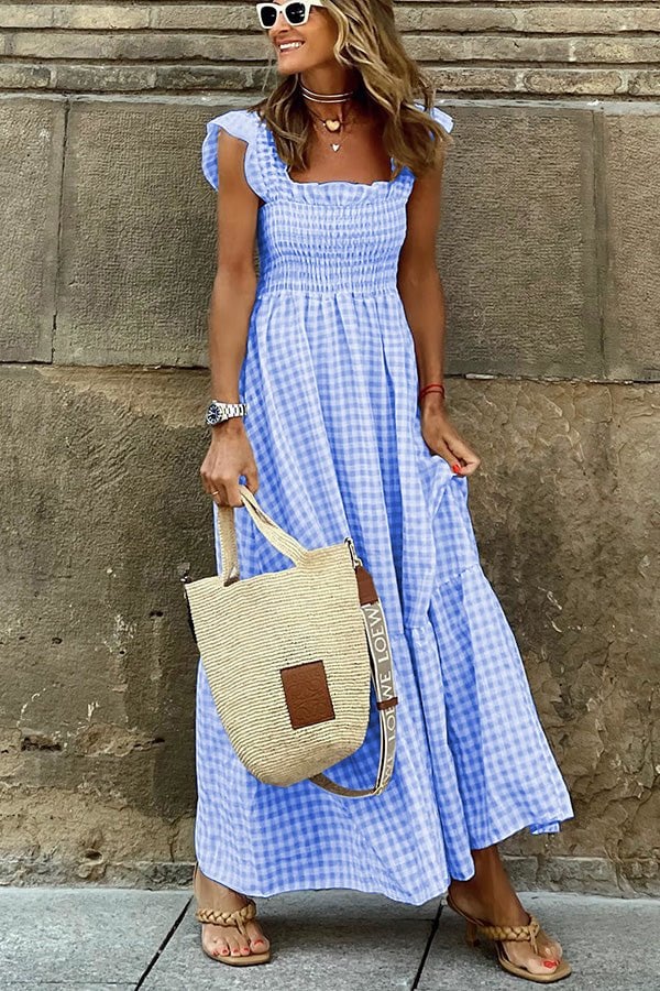 Dwaze – Charmantes Maxikleid mit Gingham-Smoking - Image 4