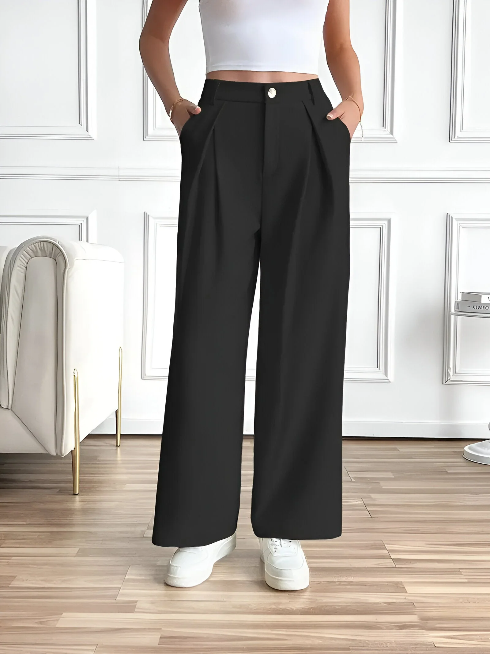 Edeltraud | Elegante Gerade-Hose mit Falten und Taschen - Image 3