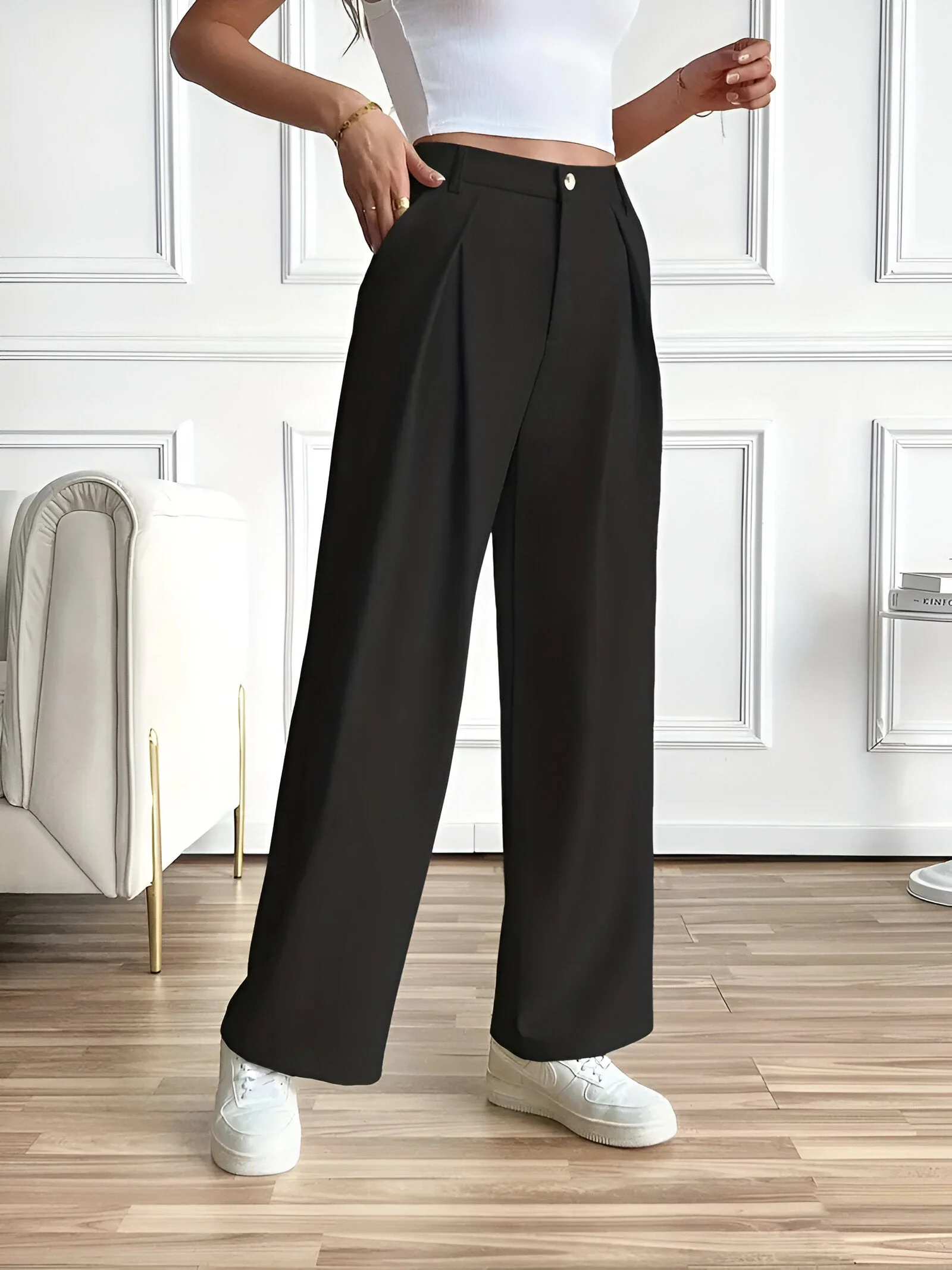 Edeltraud | Elegante Gerade-Hose mit Falten und Taschen - Image 4