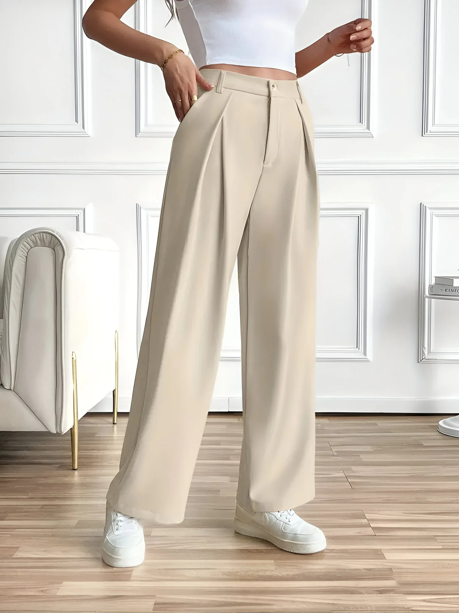 Edeltraud | Elegante Gerade-Hose mit Falten und Taschen - Image 8