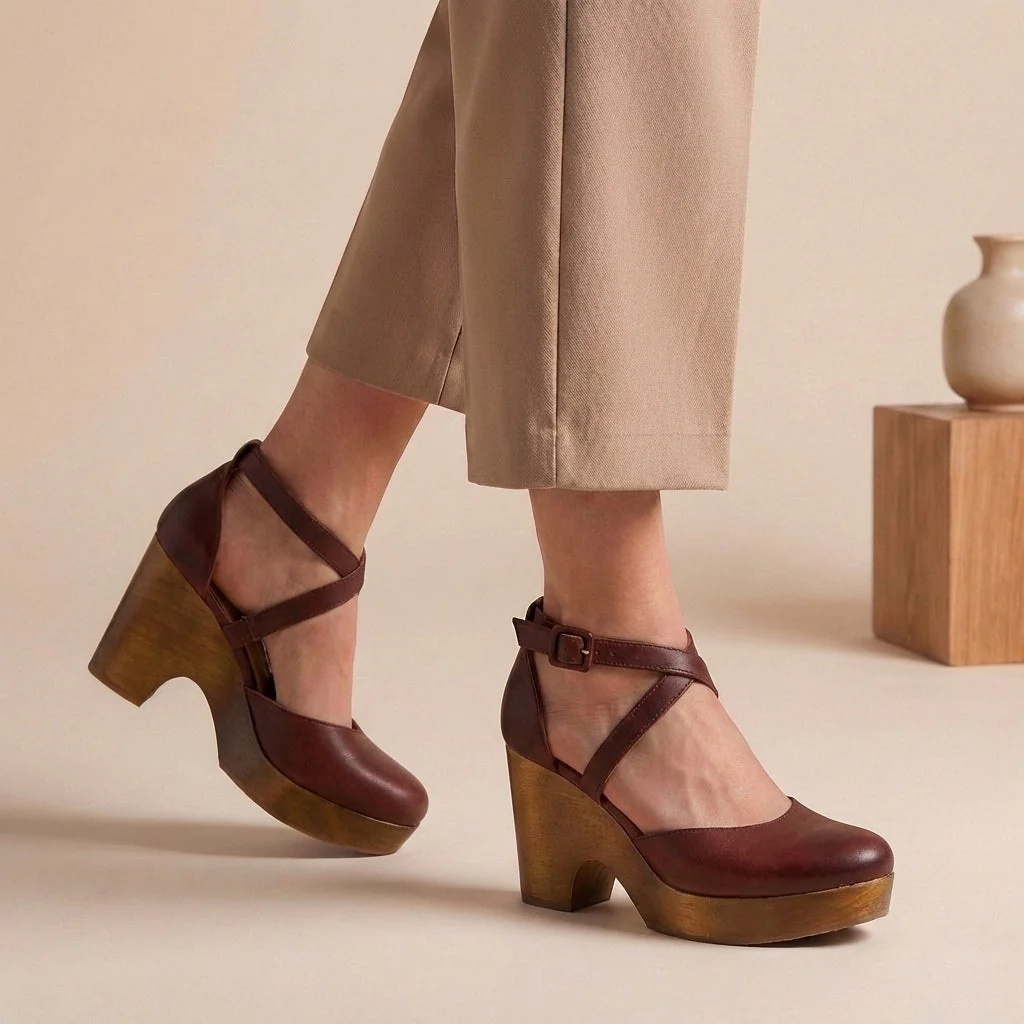 Edith | Damen Blockabsatz Riemen Plattform Heels - Image 5