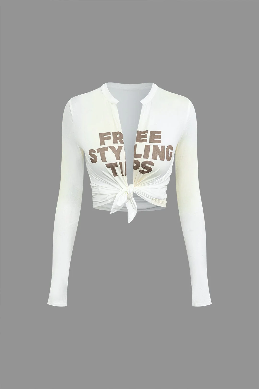 Edith | Stylisches Front-Tie-Shirt mit trendigem Schriftzug und engem Schnitt - Image 4
