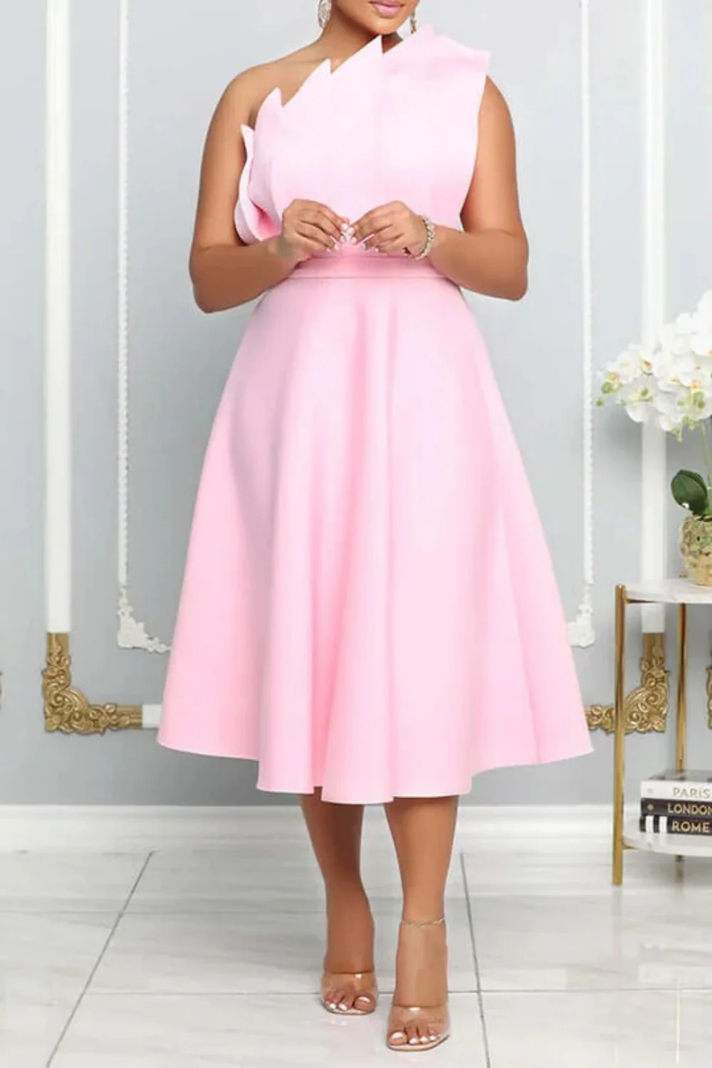 Ein-Schulter-Cocktailkleid für Damen | Midi - Image 4