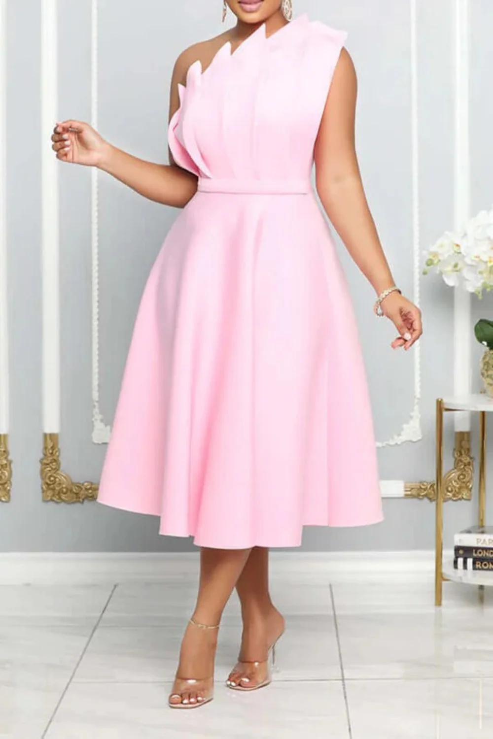 Ein-Schulter-Cocktailkleid für Damen | Midi - Image 8