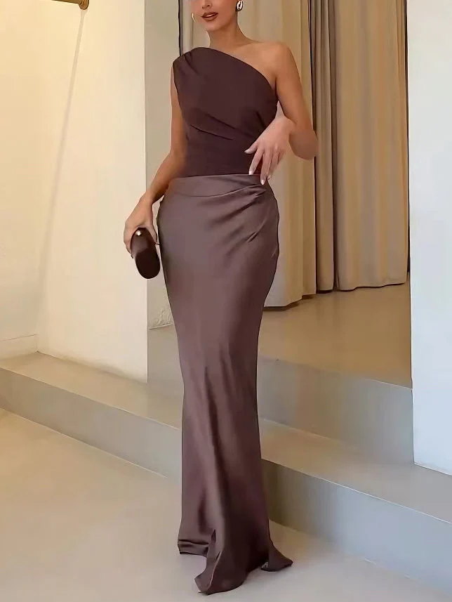 Gerda | Damen Ein-Schulter Maxikleid Falten – One-Shoulder Maxi Plissee 2026 - Image 3