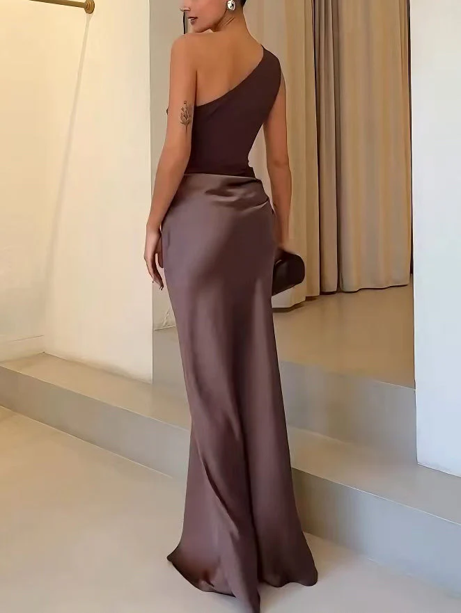 Gerda | Damen Ein-Schulter Maxikleid Falten – One-Shoulder Maxi Plissee 2026 - Image 4