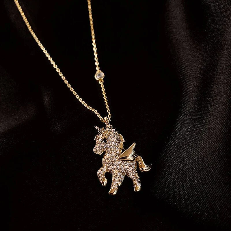 Einhorn-Anhänger mit Zirkonia in Gold - Image 2