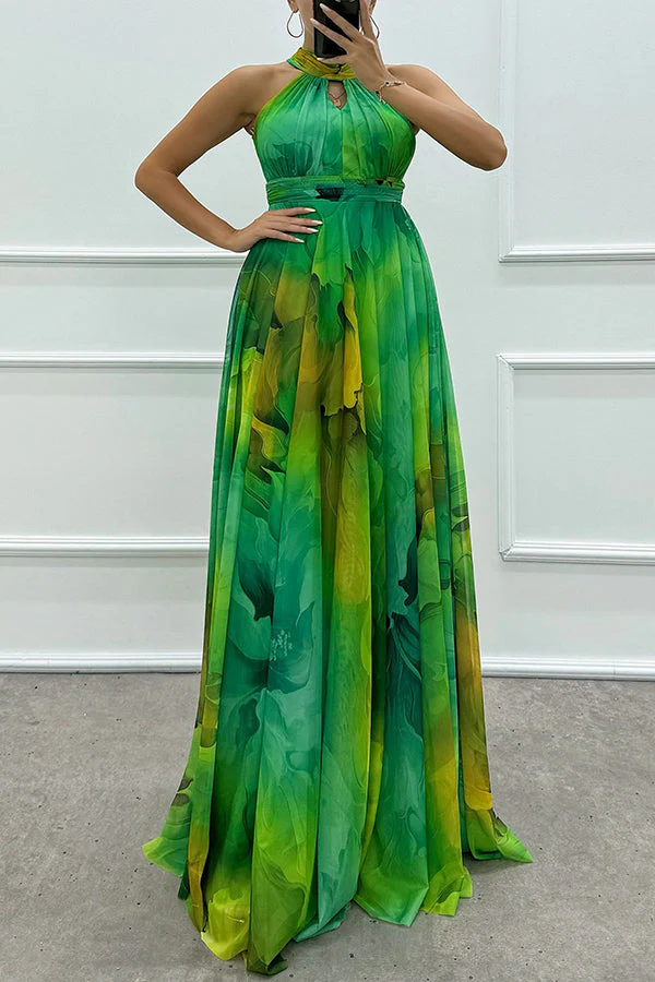 Elaine - Tüll-Maxikleid mit Blumenprint, Cut-Outs und Halterneck - Image 10