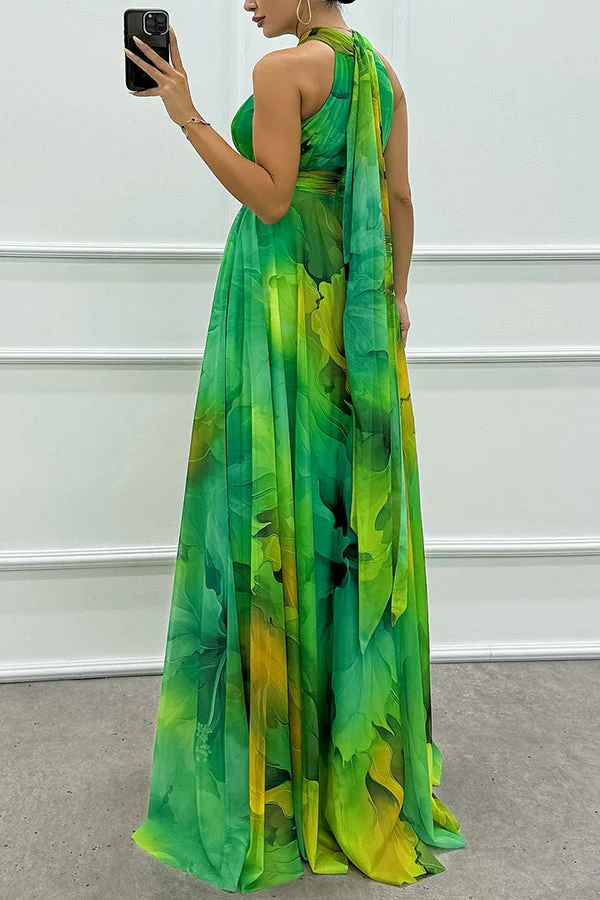Elaine - Tüll-Maxikleid mit Blumenprint, Cut-Outs und Halterneck - Image 4