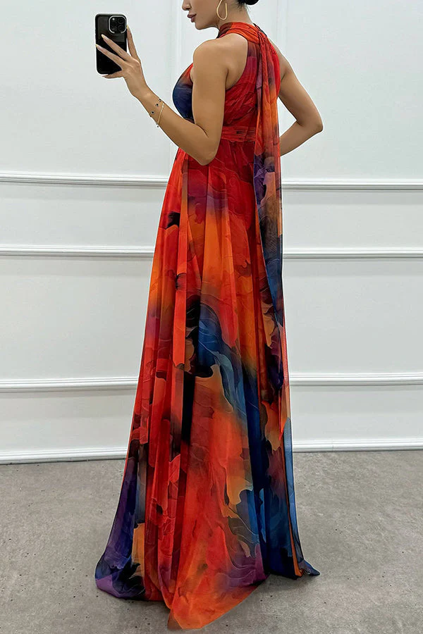 Elaine - Tüll-Maxikleid mit Blumenprint, Cut-Outs und Halterneck - Image 7