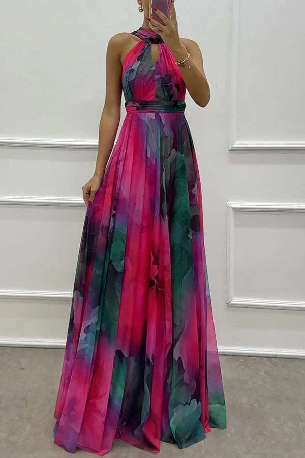 Elaine - Tüll-Maxikleid mit Blumenprint, Cut-Outs und Halterneck - Image 8