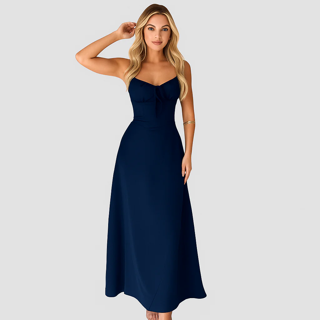 Elara – Elegantes Maxikleid mit Wickel-Design und Spaghettiträger - Image 3