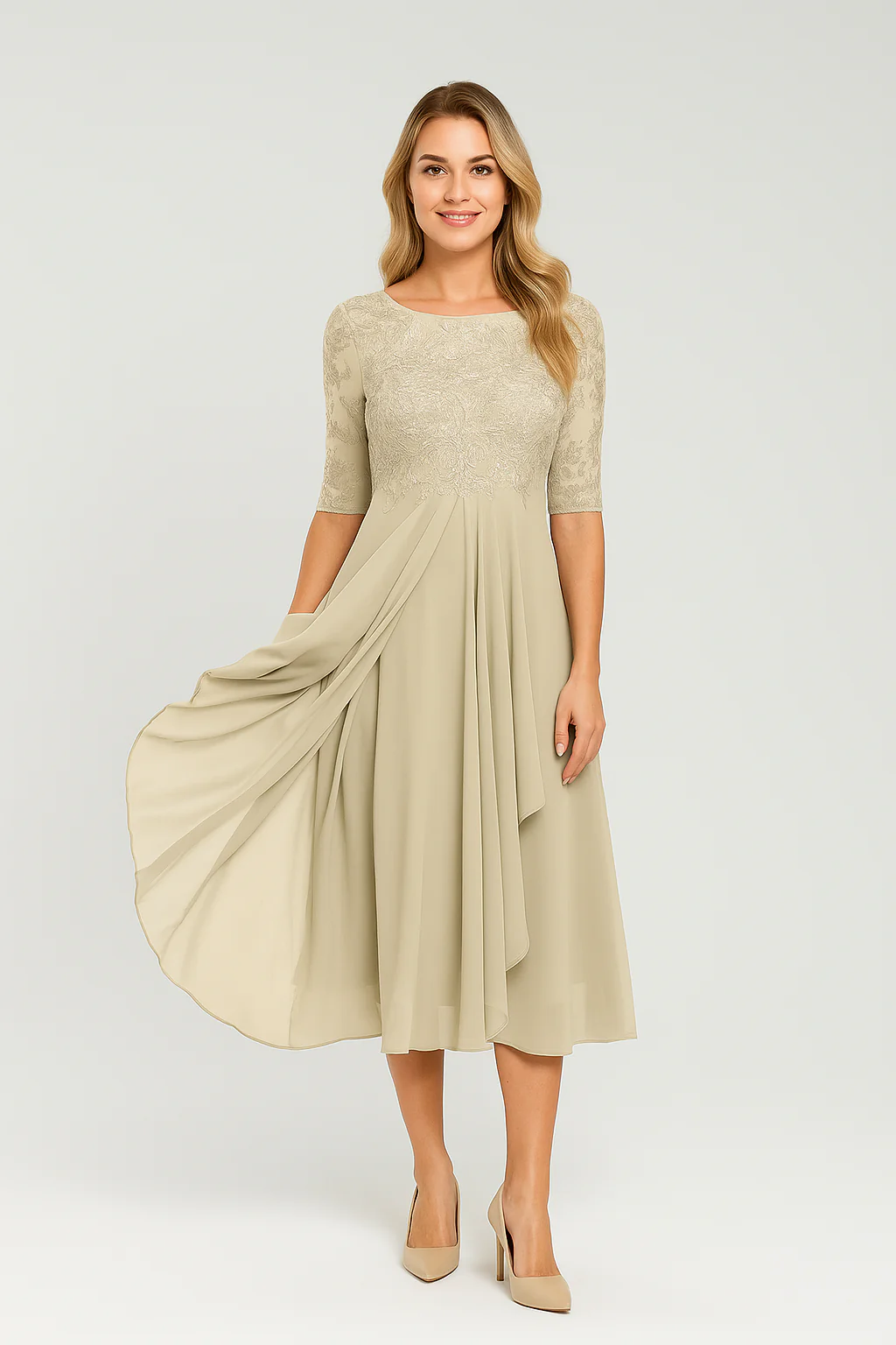 Elara – Zarte blonde Kleid für elegante Anlässe - Image 2