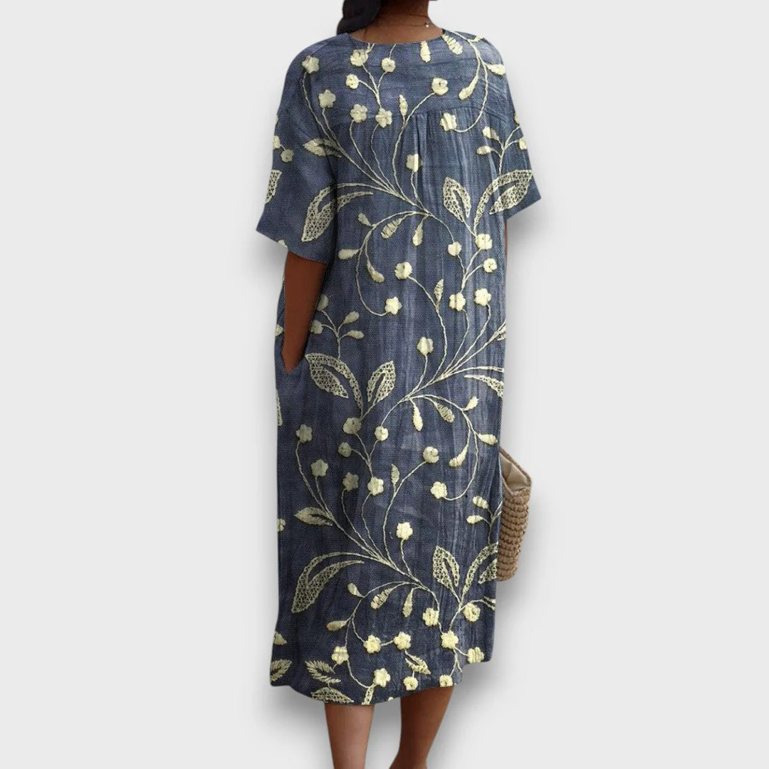 Elaris – Vintage-Kleid mit floralen Akzenten - Image 2