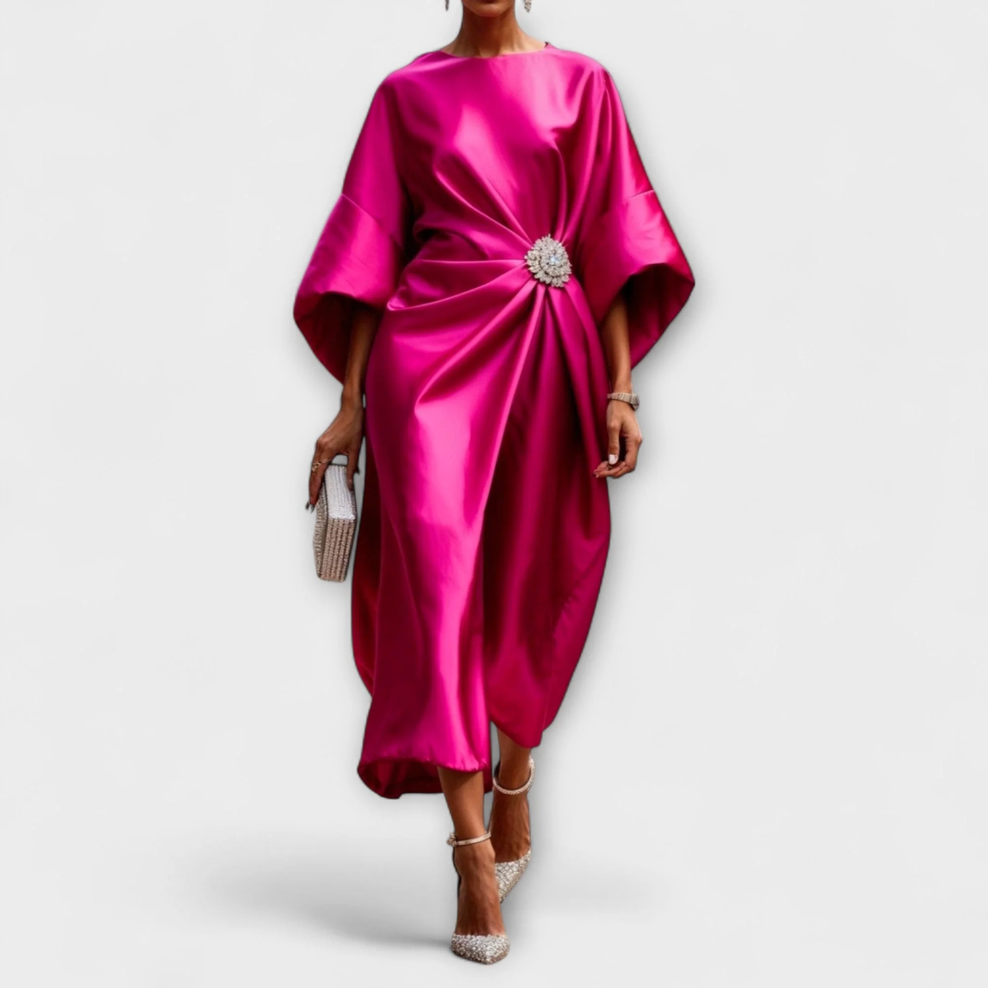Elegant Shimmer Satin Maxi Dress - Image 2
