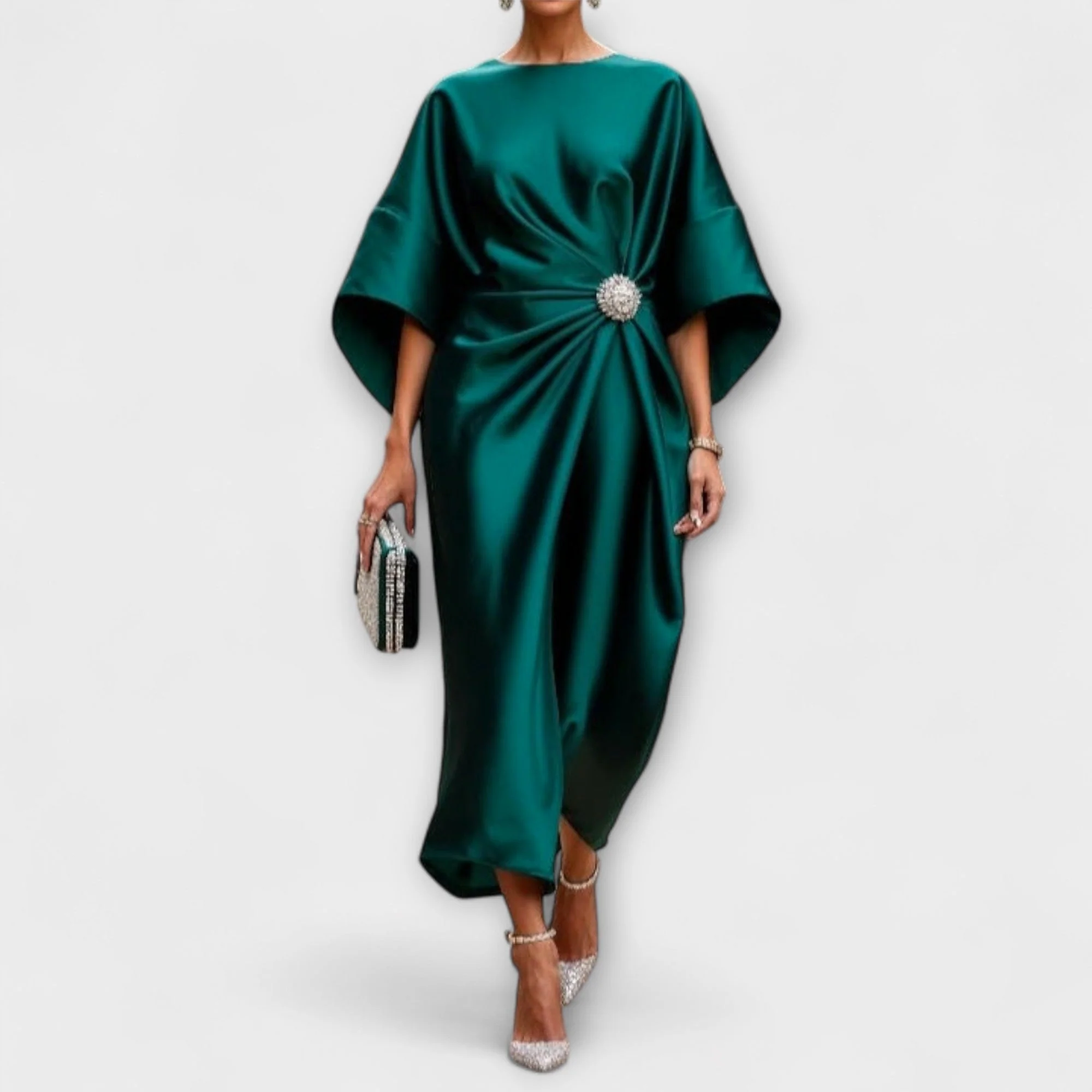 Elegant Shimmer Satin Maxi Dress - Image 4