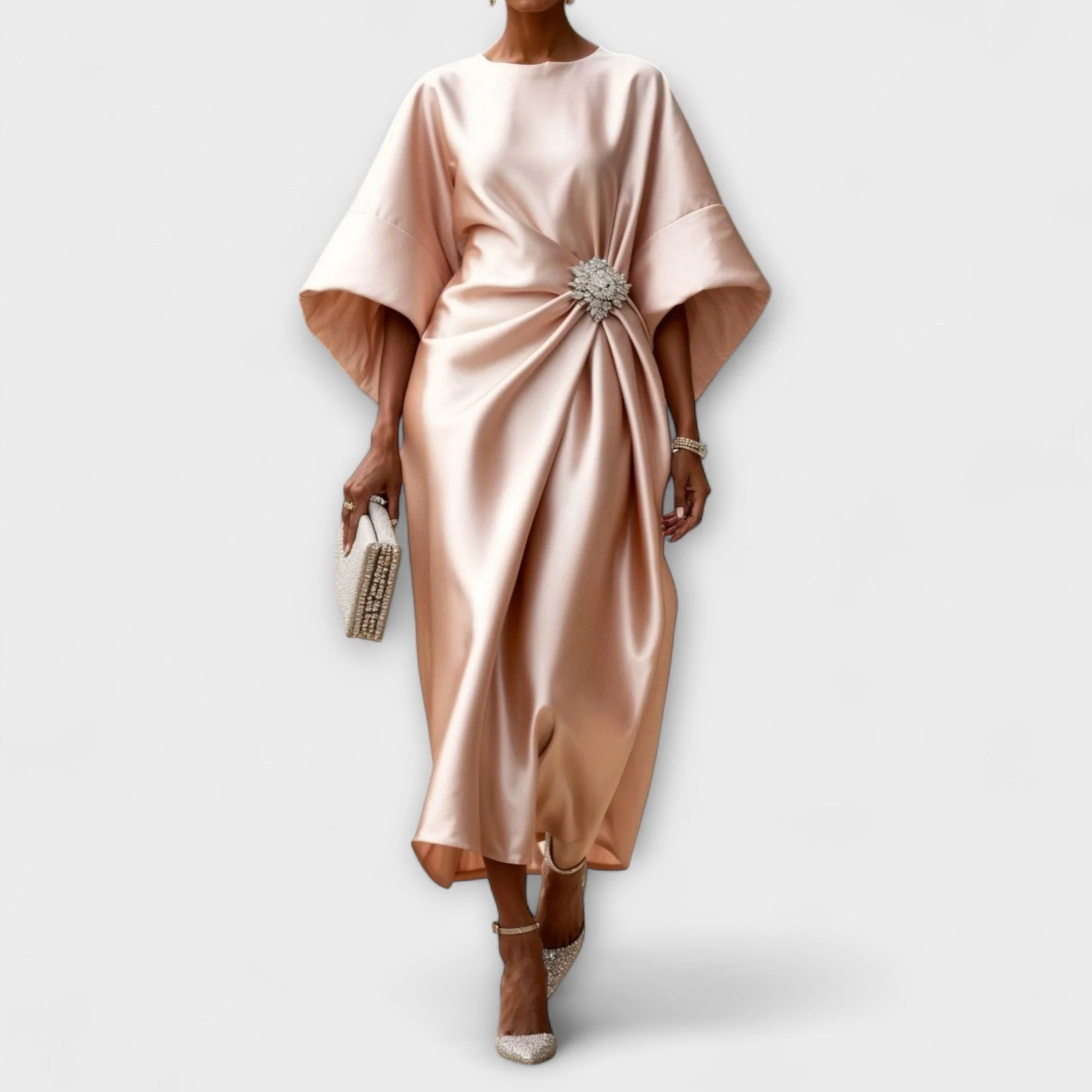 Elegant Shimmer Satin Maxi Dress - Image 5