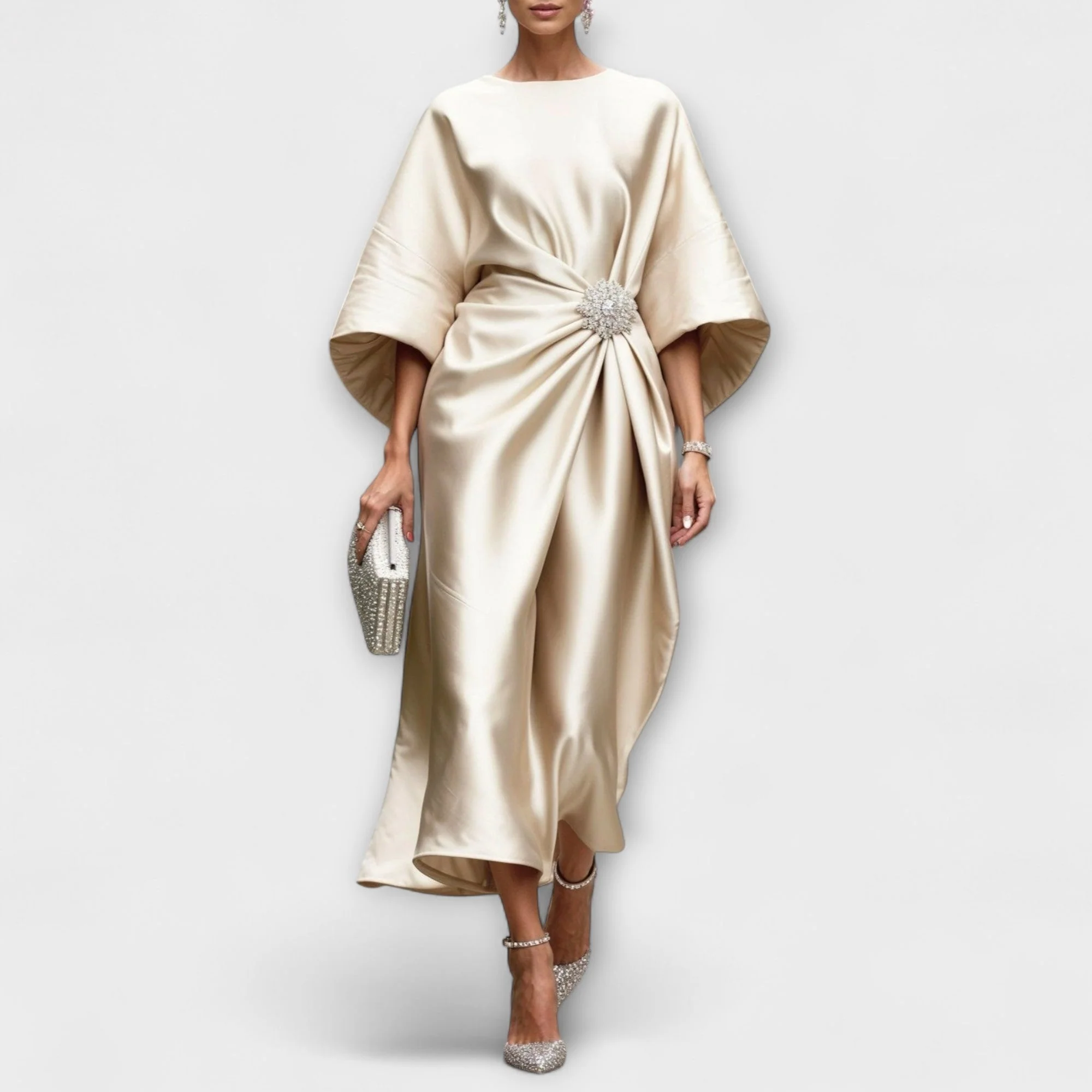 Elegant Shimmer Satin Maxi Dress - Image 6