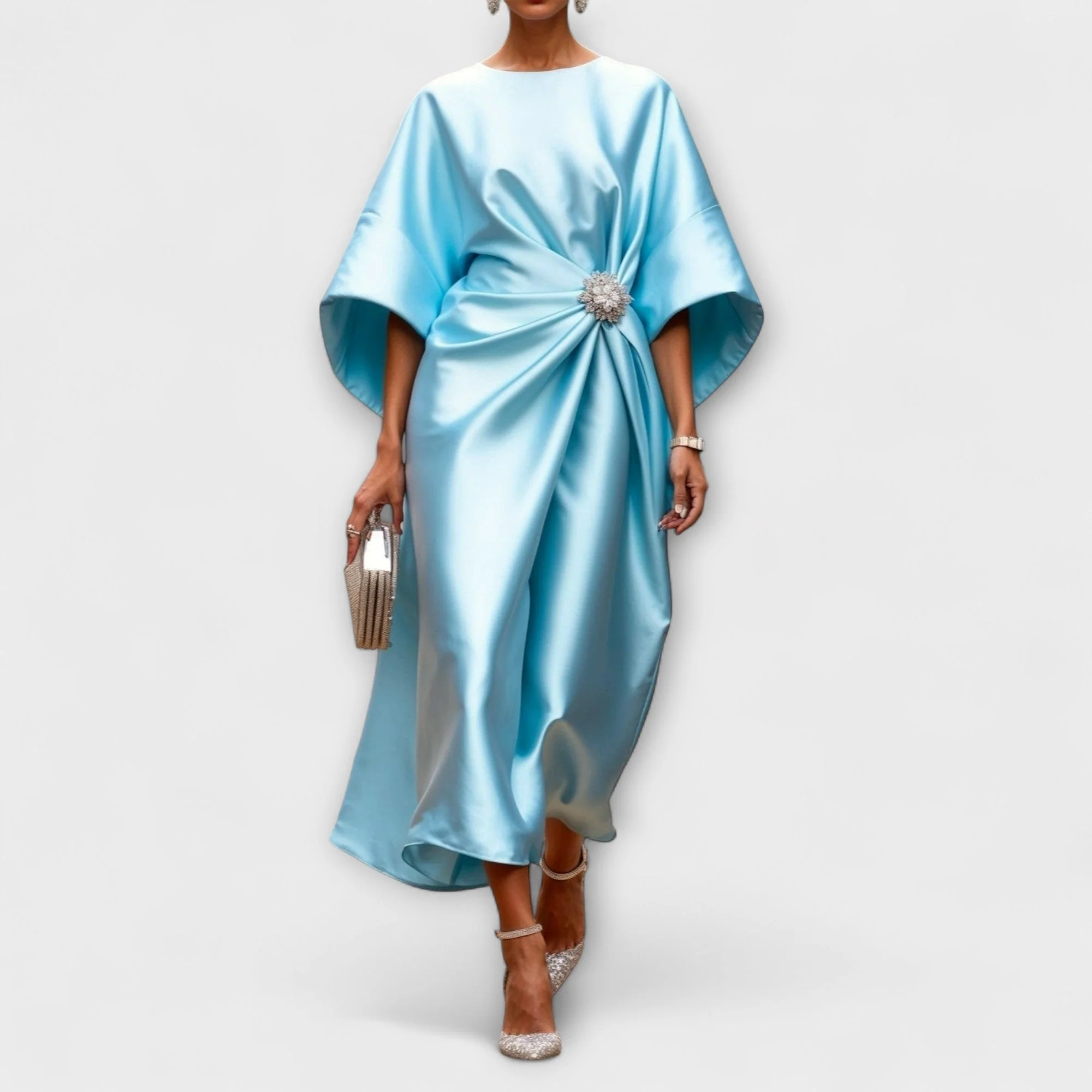 Elegant Shimmer Satin Maxi Dress - Image 7