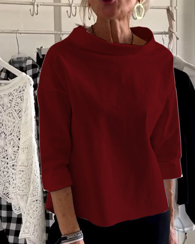 Elegante 3/4-Arm Bluse mit U-Boot-Ausschnitt Damen - Image 3