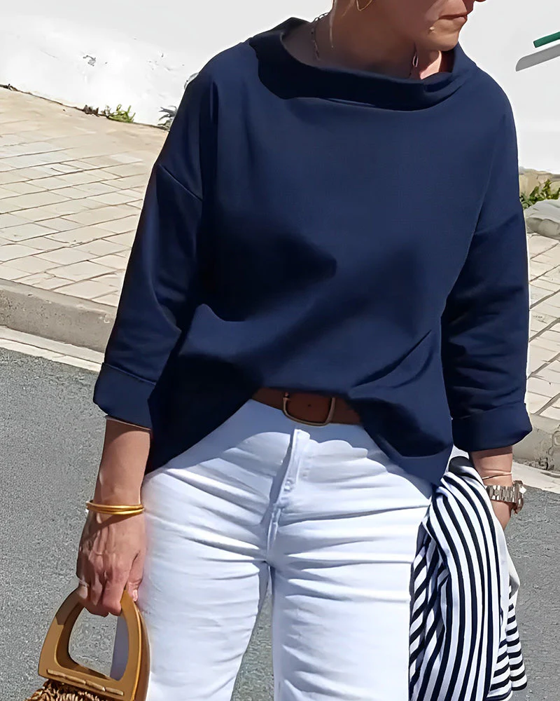 Elegante 3/4-Arm Bluse mit U-Boot-Ausschnitt Damen - Image 4