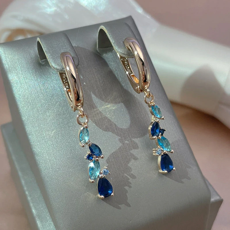 Elegante Blaue Kristall-Ohrringe - Image 2