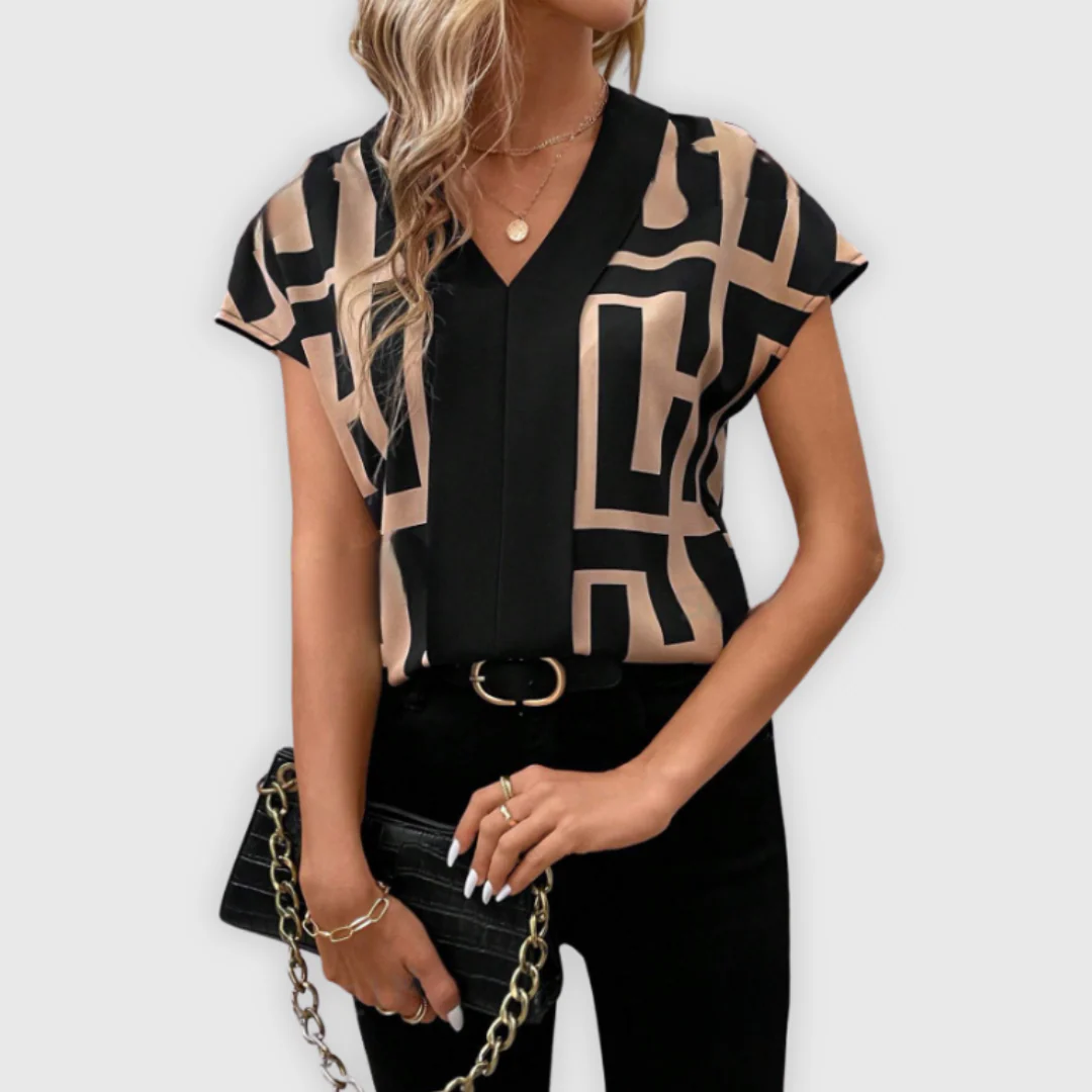 Elegante Damen Bluse V-Ausschnitt Business - Image 2