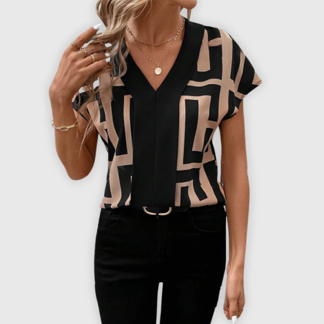 Elegante Damen Bluse V-Ausschnitt Business - Image 3