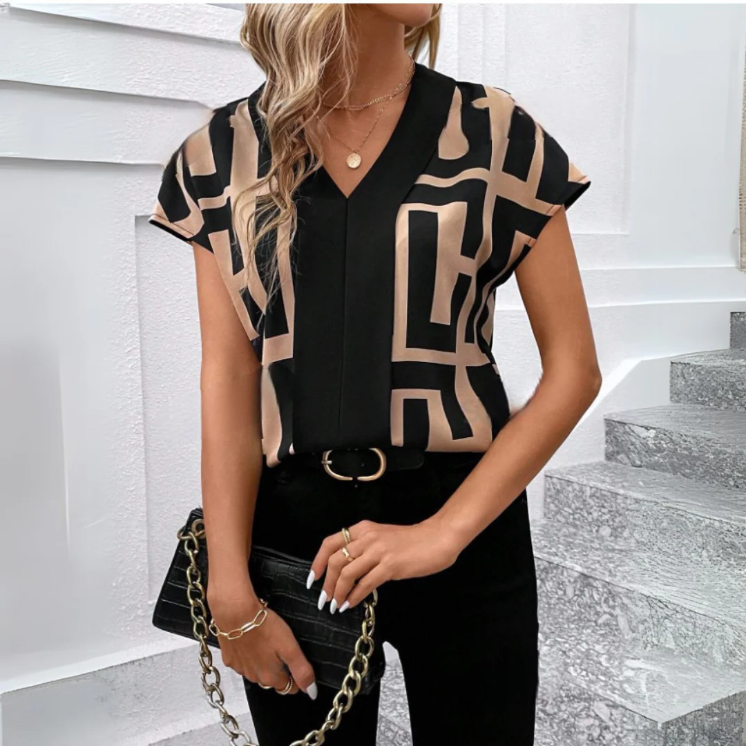 Elegante Damen Bluse V-Ausschnitt Business - Image 4