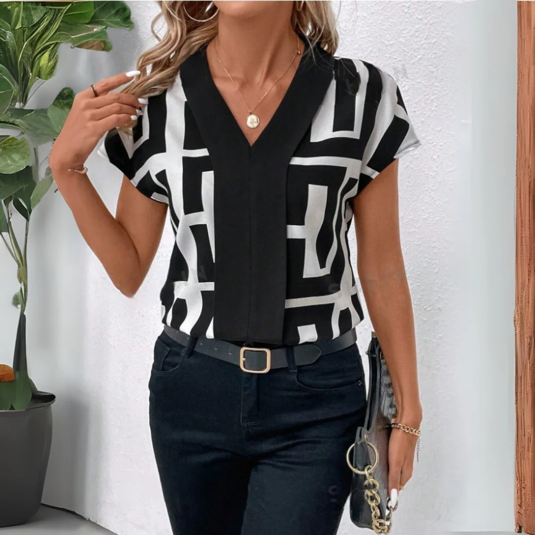 Elegante Damen Bluse V-Ausschnitt Business - Image 5