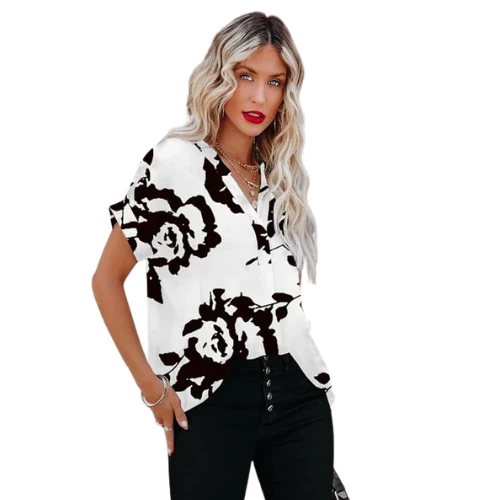 Elegante Damen Chiffon Kurzarm Bluse - Image 2