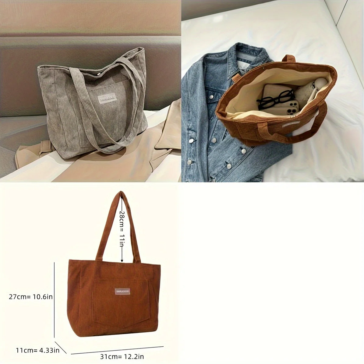 Elegante Damen-Cordhandtasche aus vielseitigem veganem Leder - Image 8