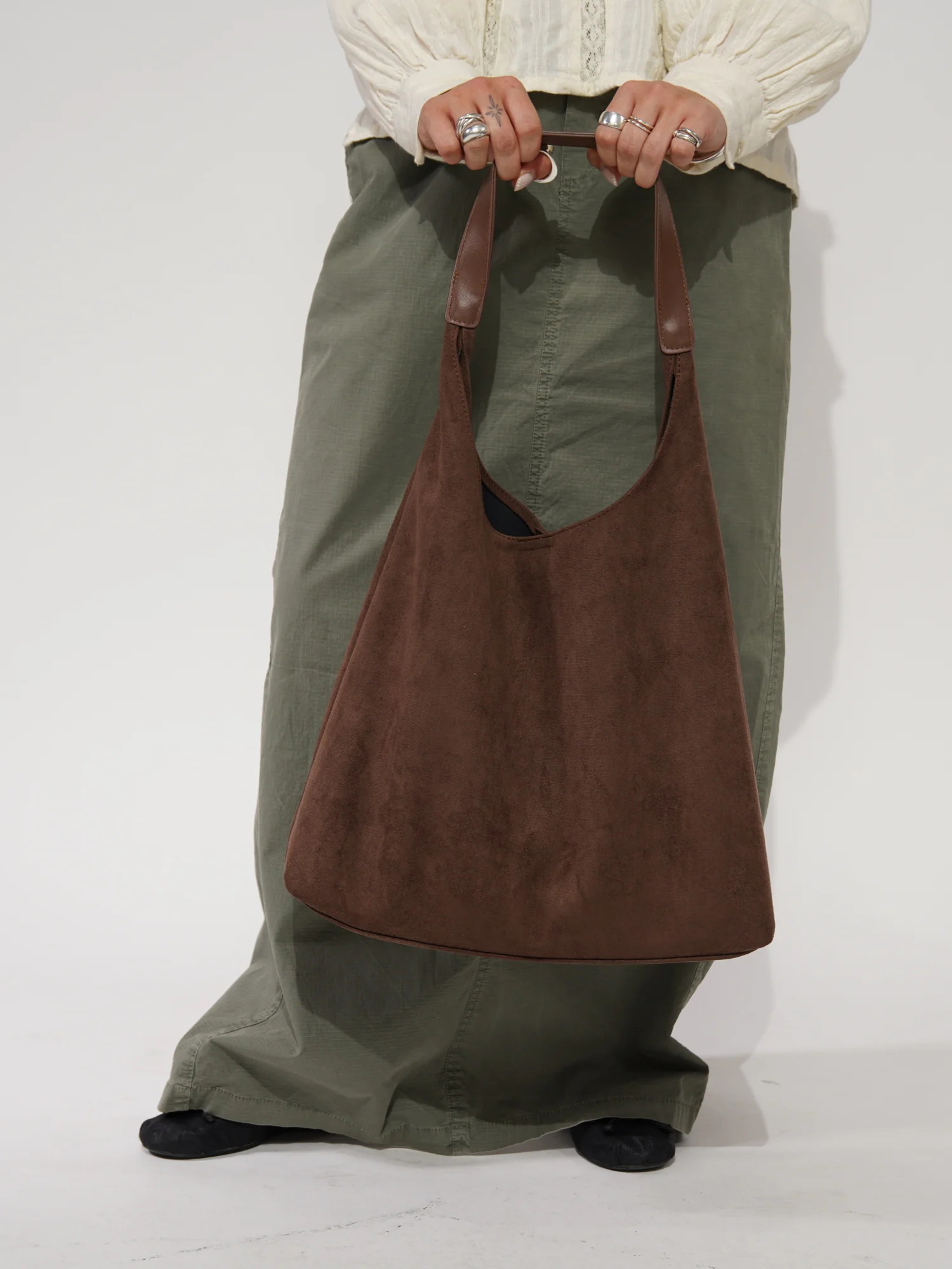 Elegante Damen-Ledertasche, vielseitiges Wildleder - Image 4