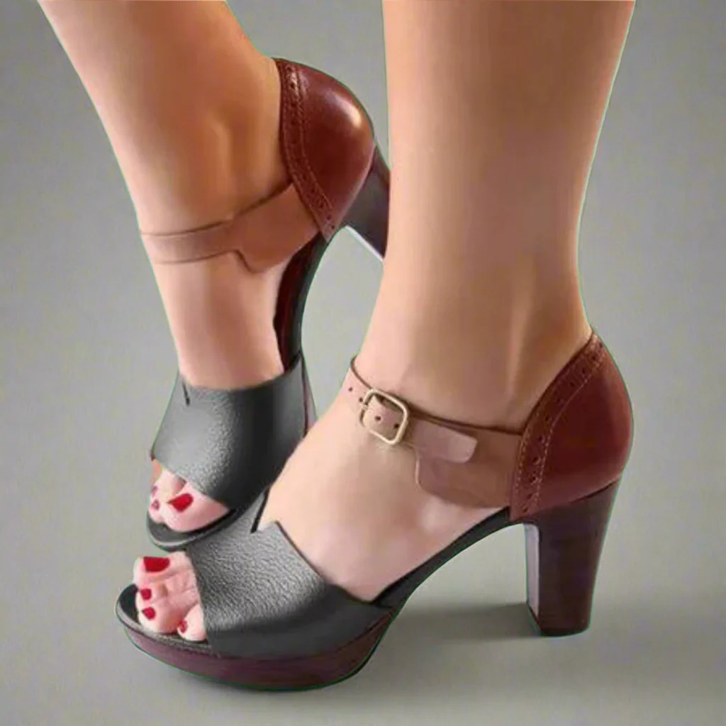 Elegante Damen Sandaletten mit Blockabsatz und Schnallenverschluss - Image 2