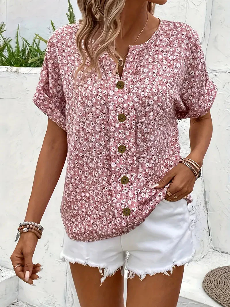 Elegante Damenbluse Mit Blumendruck – Leicht, Luftig Und Vielseitig Für Sommerliche Anlässe - Image 2