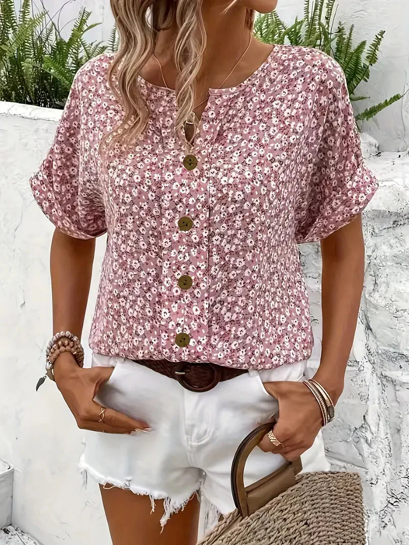 Elegante Damenbluse Mit Blumendruck – Leicht, Luftig Und Vielseitig Für Sommerliche Anlässe - Image 3