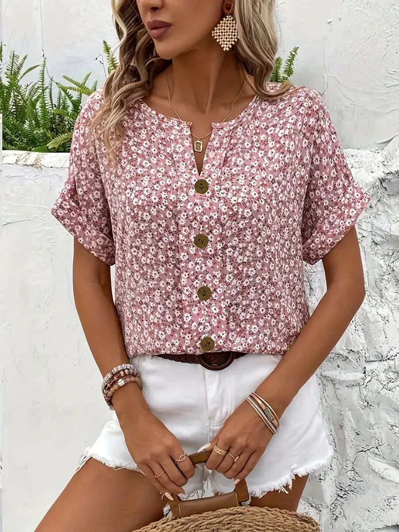 Elegante Damenbluse Mit Blumendruck – Leicht, Luftig Und Vielseitig Für Sommerliche Anlässe - Image 4