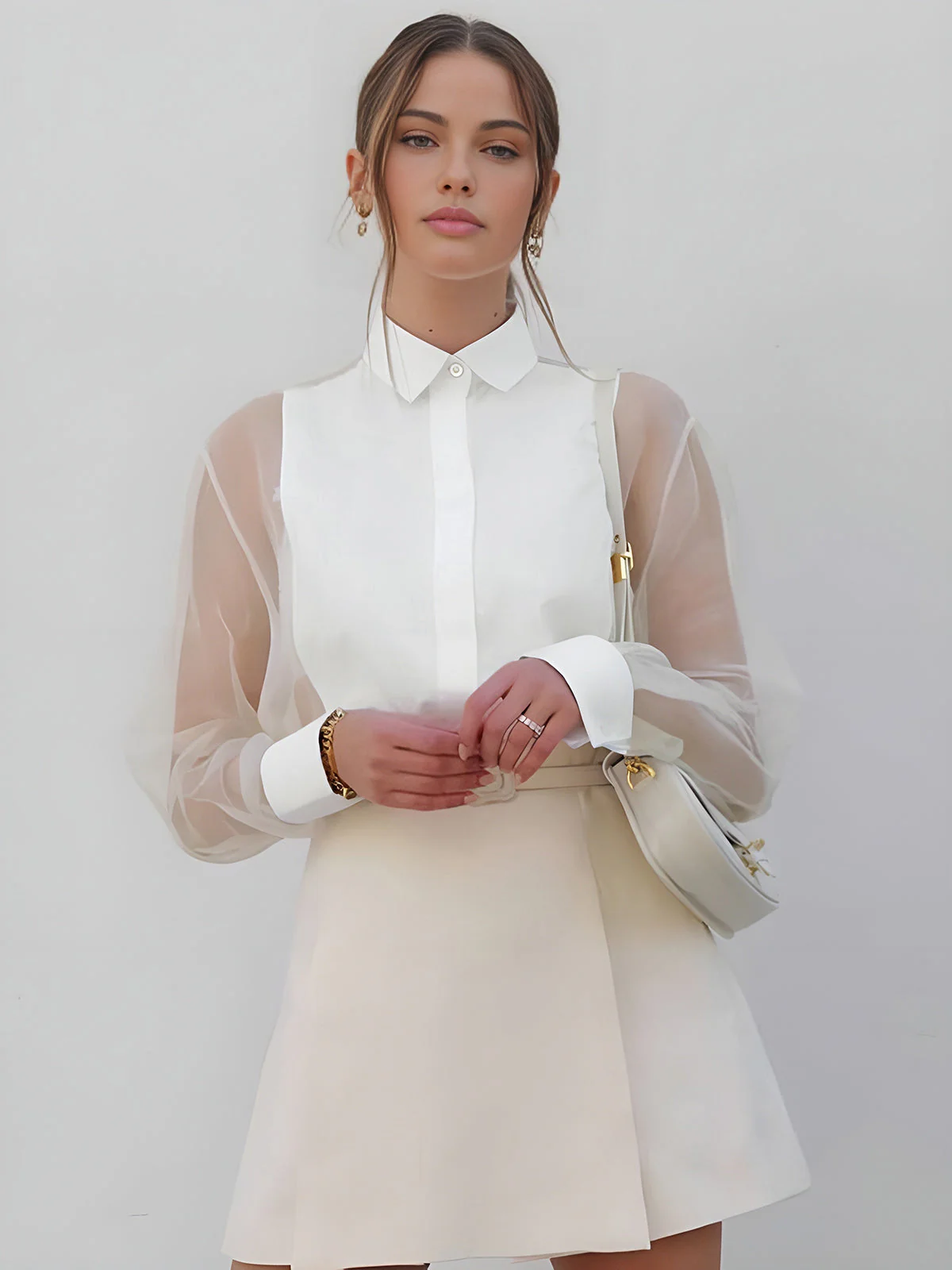 Elegante Damenbluse mit Transparenzärmeln – Stilvoll, Feminin & Zeitlos - Image 3
