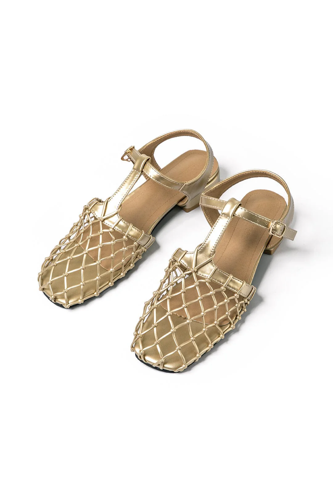 Elegante goldene Sandalen mit Netzdesign - Image 3