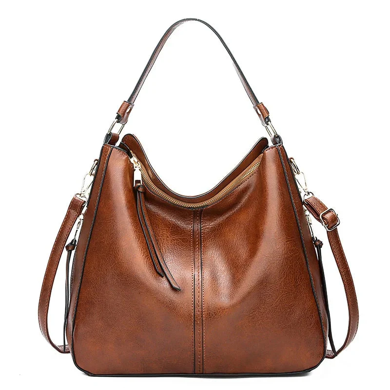Elegante Ledertasche für Damen – klassische Lederhandtasche mit Abnehmbarem Schulterriemen