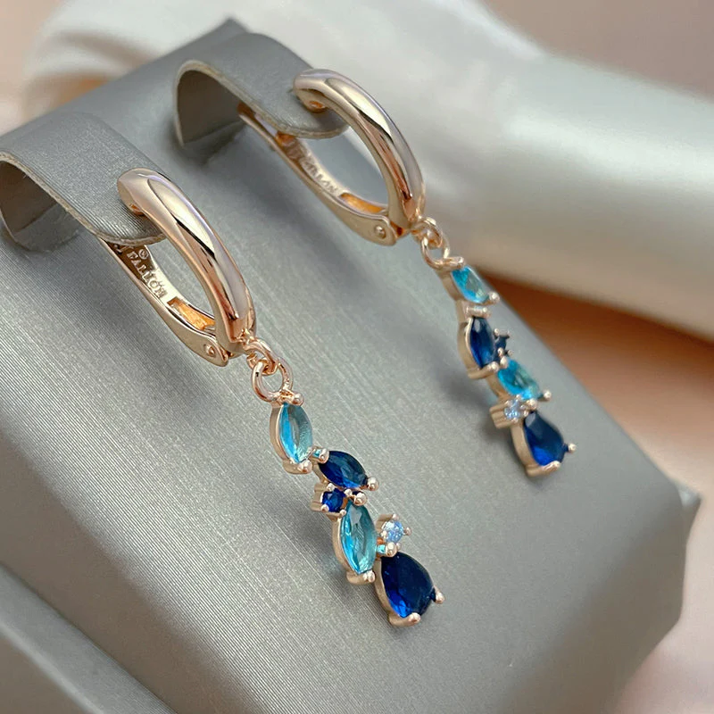 Elegante Ohrringe aus Blauem und Goldenem Kristall - Image 3