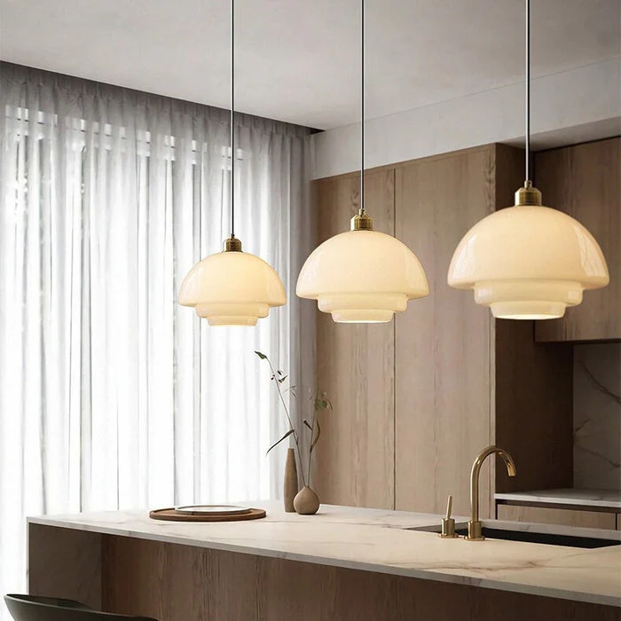 Elegante Pendelleuchte aus Milchglas mit verstellbarer Aufhängung – Hängeleuchte für den Esstisch in verschiedenen Größen - Image 10