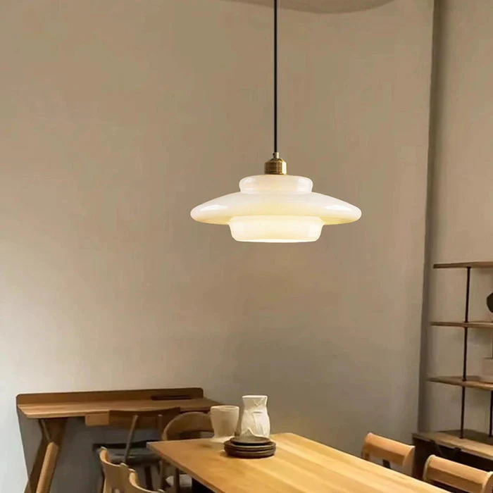 Elegante Pendelleuchte aus Milchglas mit verstellbarer Aufhängung – Hängeleuchte für den Esstisch in verschiedenen Größen - Image 11