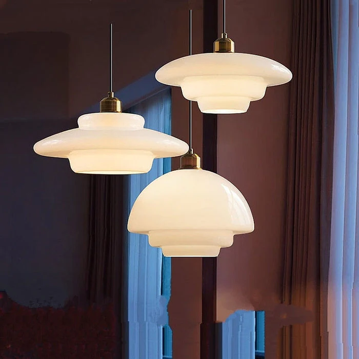Elegante Pendelleuchte aus Milchglas mit verstellbarer Aufhängung – Hängeleuchte für den Esstisch in verschiedenen Größen - Image 12